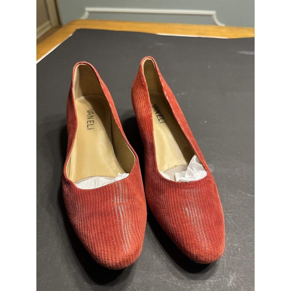 Vaneli Astyr Red Leather Block Heel Pumps Women's Size 5.5